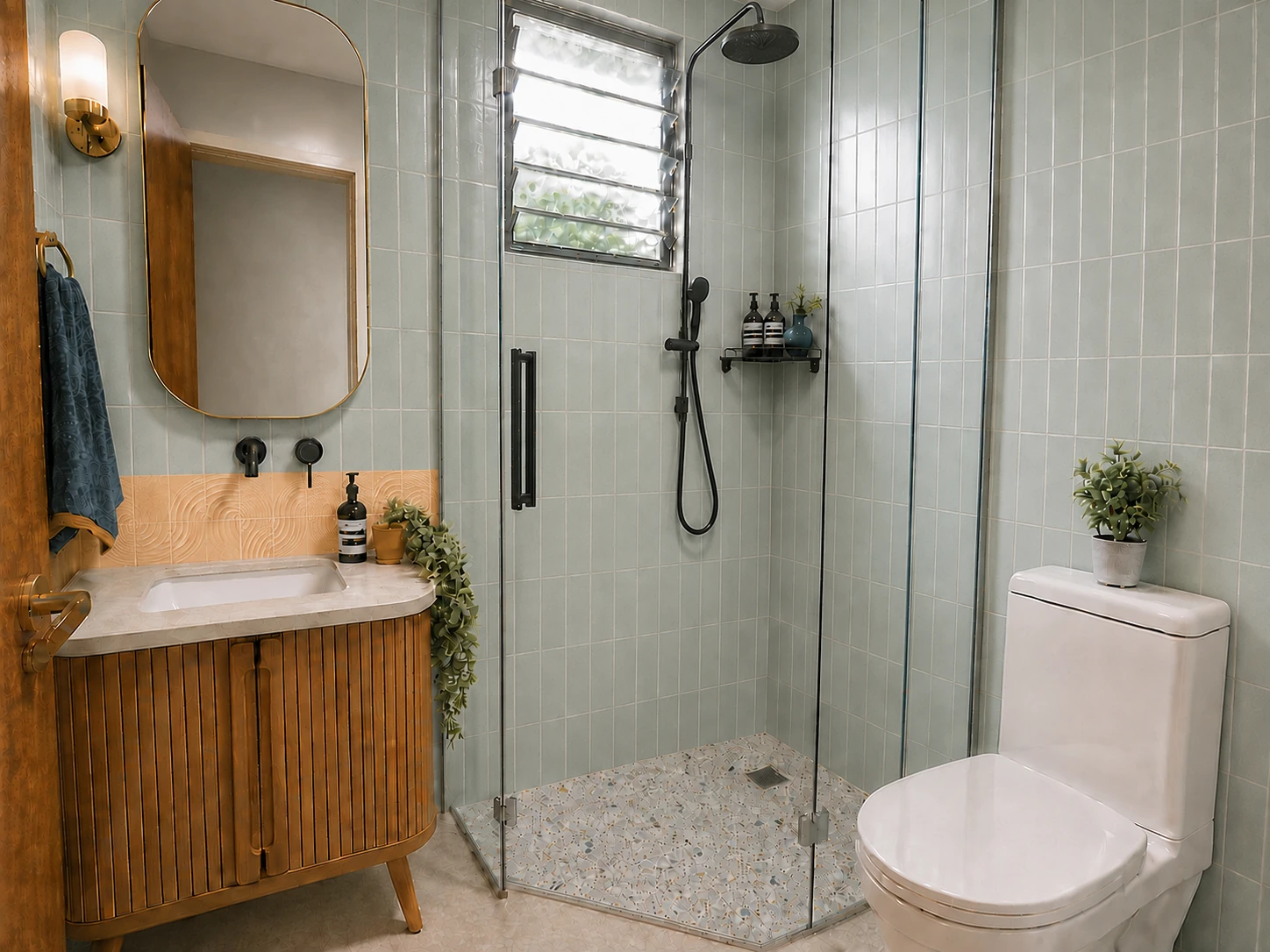 Bath 2 / common bathroom / AI VISION / MATERIALS + ATMOSPHERE