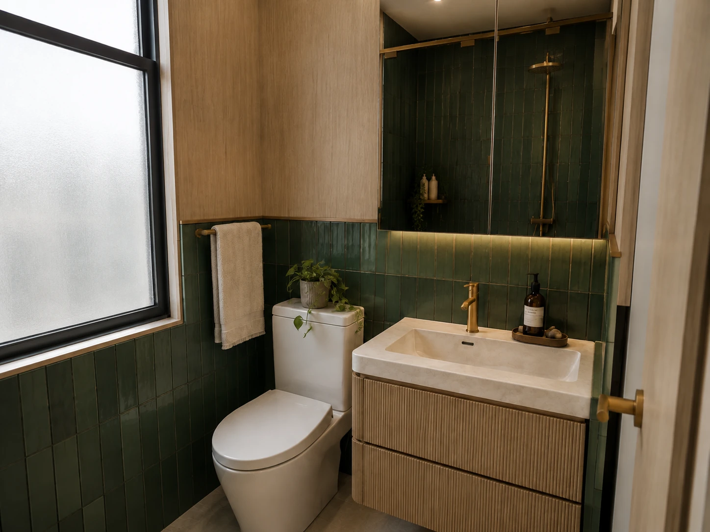 Master bathroom / vanity / AI VISION / MATERIALS + ATMOSPHERE